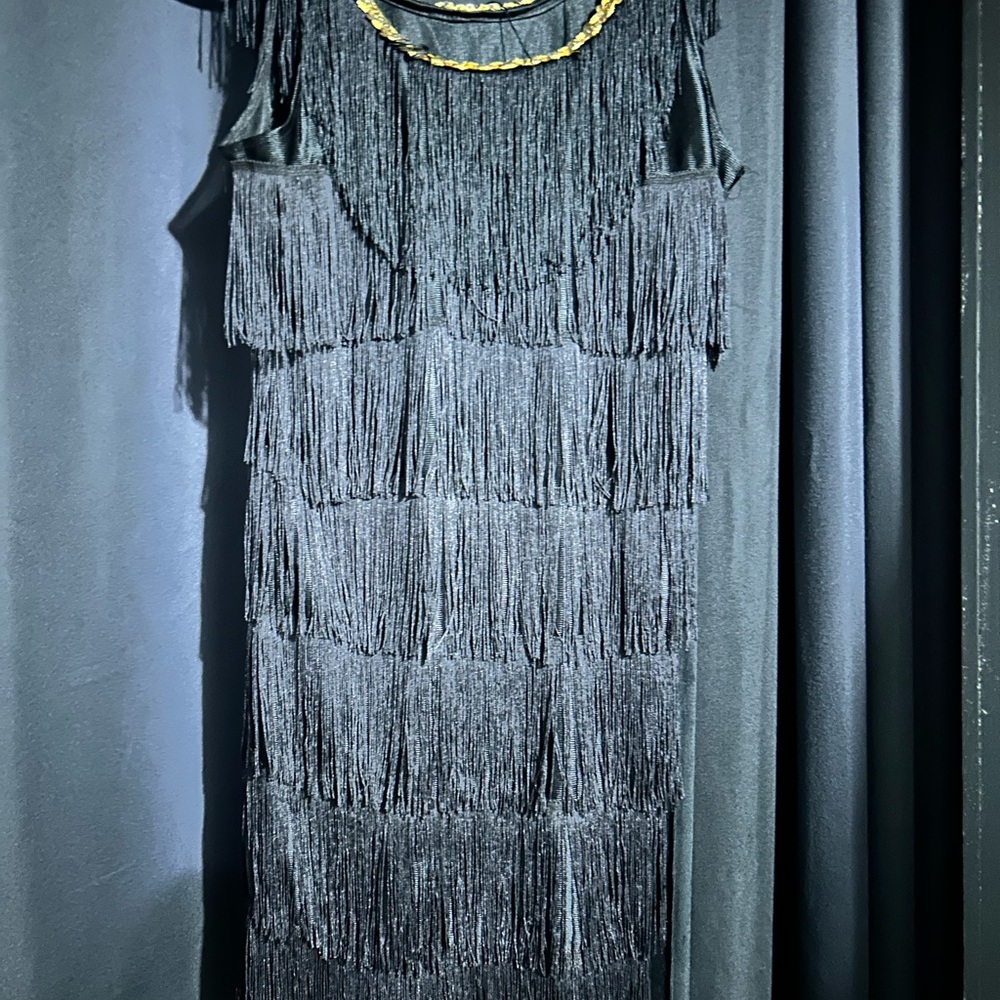 Black Fringe Dress - Sleek Sleeveless Party Dress